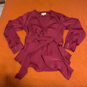 Moulinette Soeurs Deep Fuchsia Burgundy Wrap Blouse